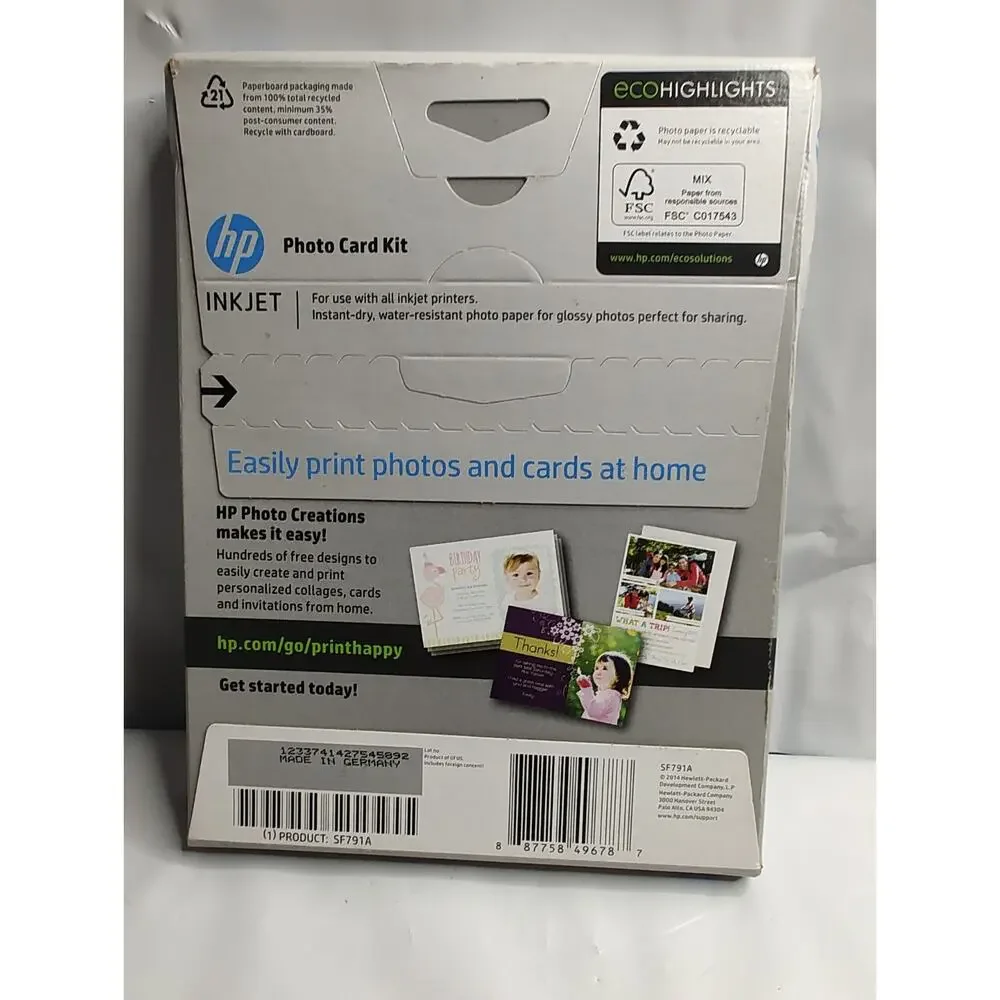HP Photo Card KIT Glossy Photo Paper & Envelopes For all Ink Jet Printers